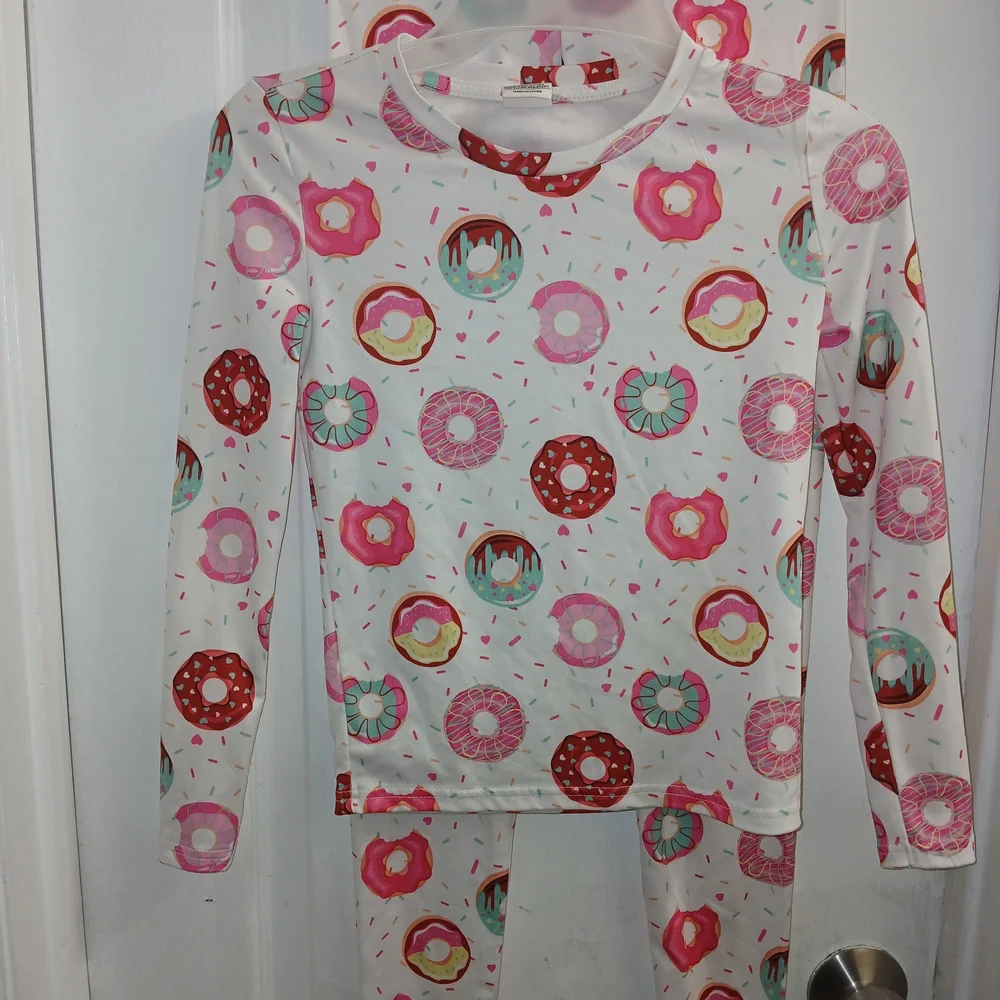 Colorful Donut Print Kids Pajama Set